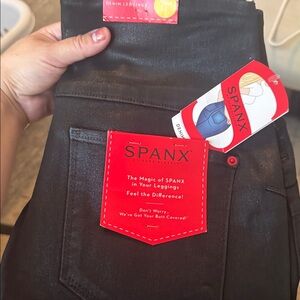 SPANX Black Wax Denim Leggings High-Rise